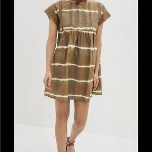Corey Lynn Calter Tan and White Mini Dress - size large - NWOT